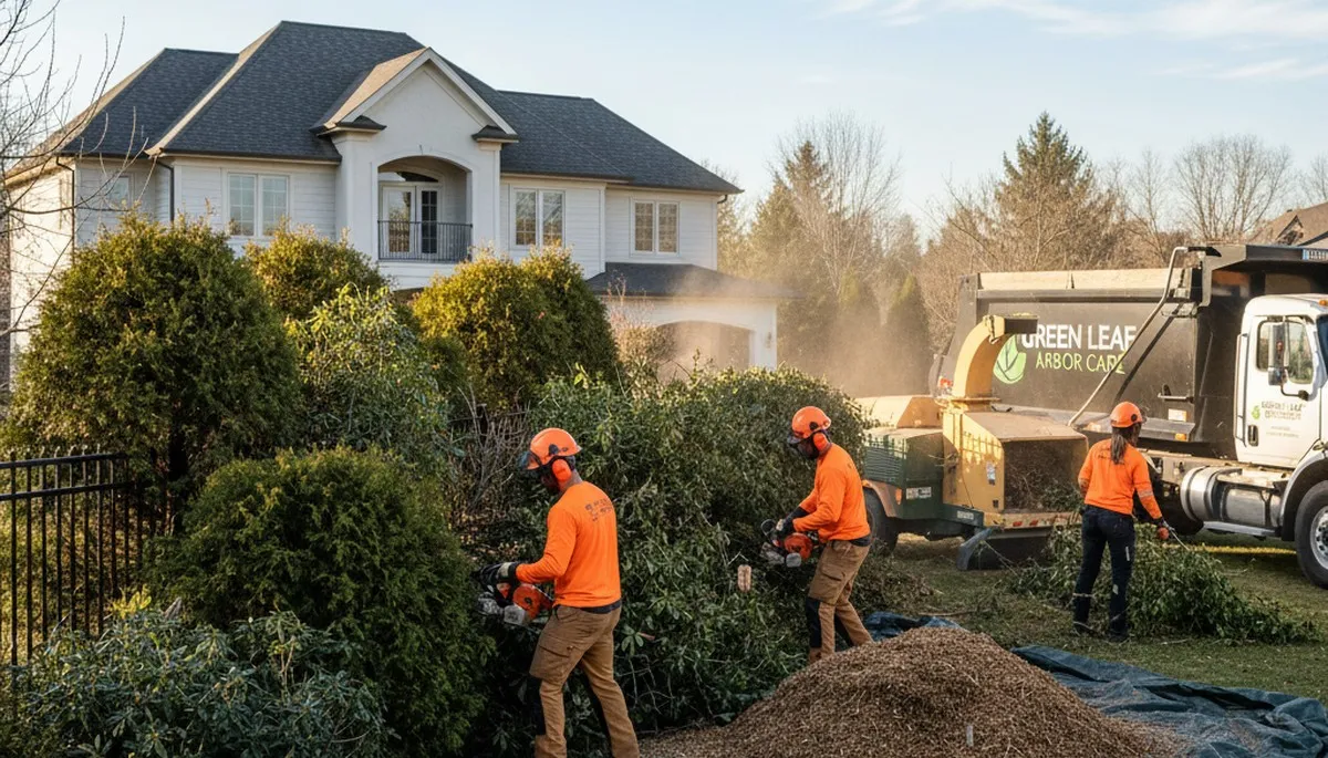 Professional shrub removal service in Buffalo, NY clearing overgrown bushes and landscape debris